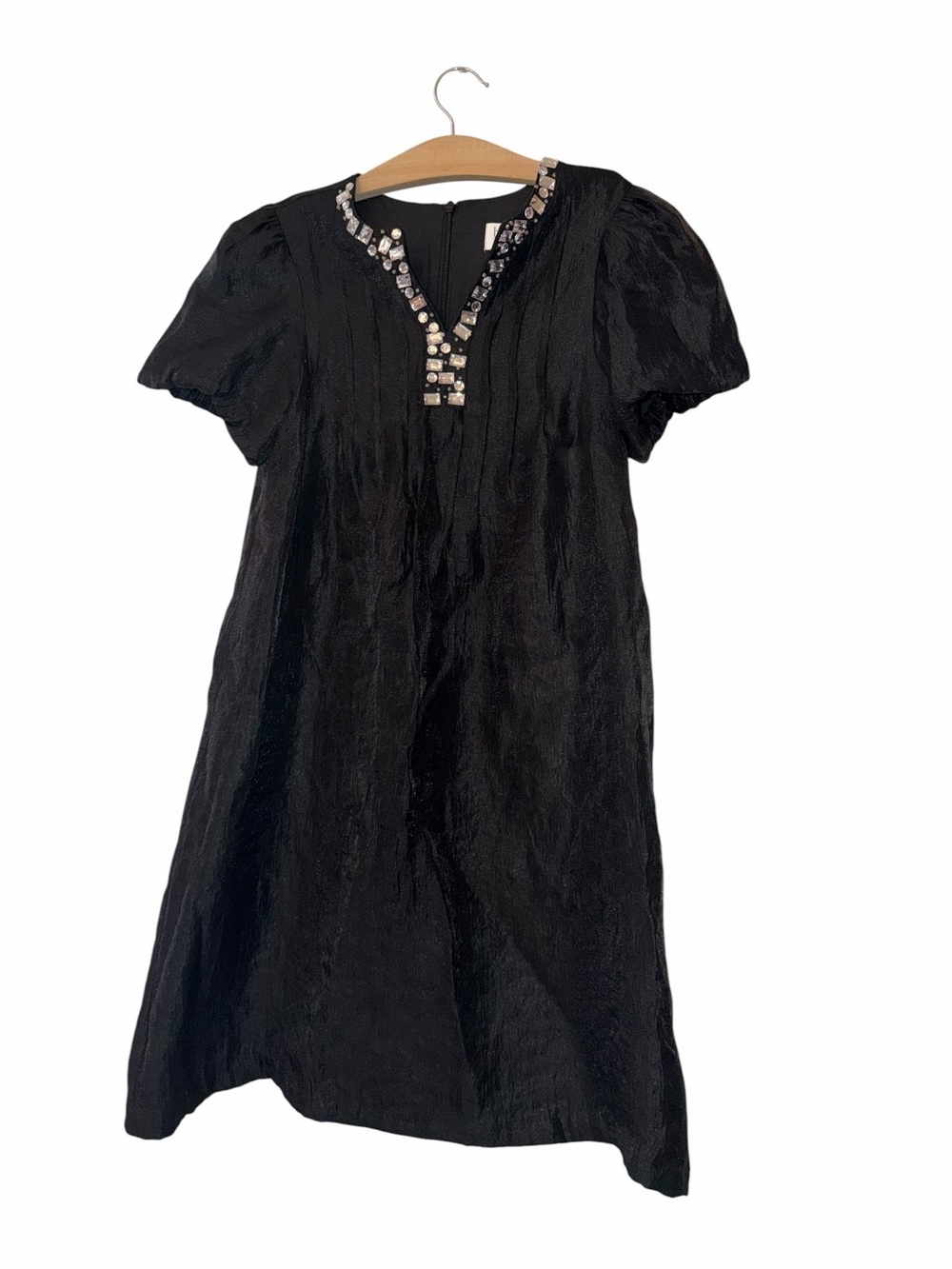 Blush Us Angels girls jeweled v neckline crepe Midi pleated shift dress sz 16